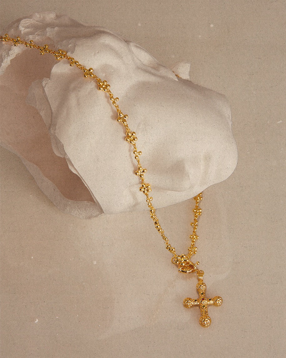 In stock] en route jewelry - Daisy Molecule Chain cross necklace
