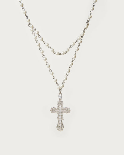 en route jewelry - Everette Cross Necklace 珍珠十字架項鍊