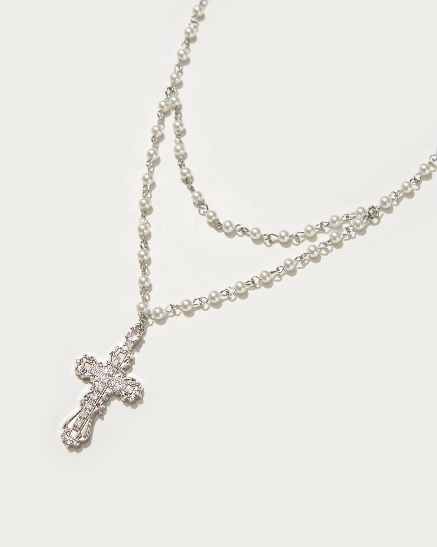 en route jewelry - Everette Cross Necklace 珍珠十字架項鍊
