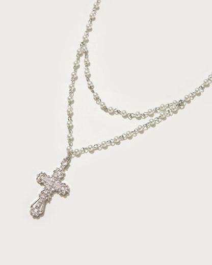 en route jewelry - Everette Cross Necklace 珍珠十字架項鍊