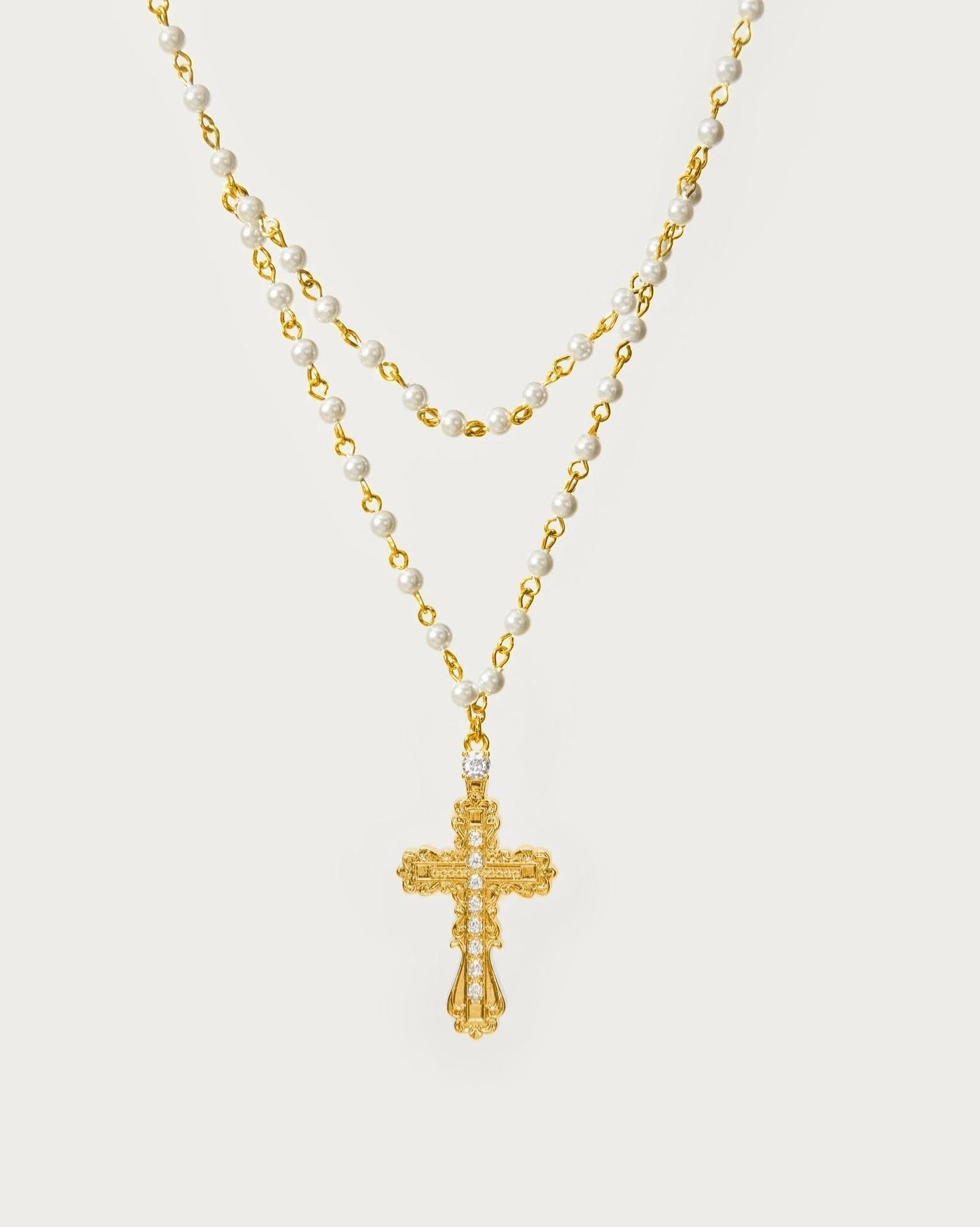 en route jewelry - Everette Cross Necklace 珍珠十字架項鍊