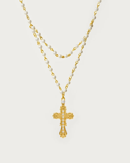 en route jewelry - Everette Cross Necklace 珍珠十字架項鍊